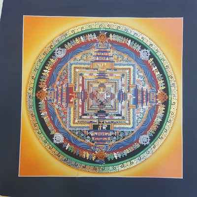 Yellow Kalachakra Mandala [real Gold], [wooden Canvas Stretcher]