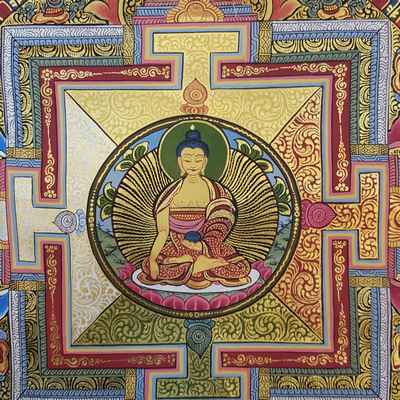 Blue Lotus Shading Mandala Of Shakyamuni Buddha