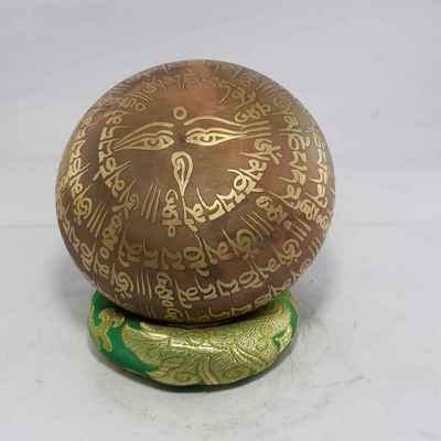 Om Mani Padme Hum Mantra Design 2 Singing Bowls [casting], [brass], [etched Designs]