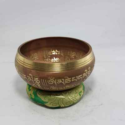 Om Mani Padme Hum Mantra Design 2 Singing Bowls [casting], [brass], [etched Designs]