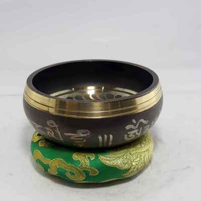 Om Mani Padme Hum Embossed Singing Bowls [casting], [brass], [etched Designs]