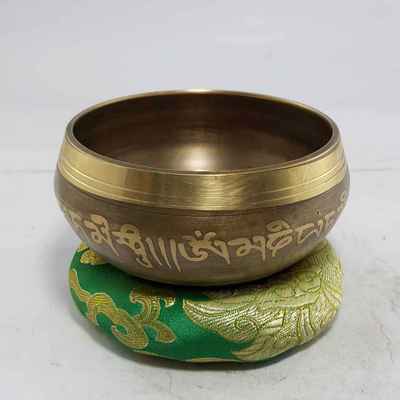 Om Mani Padme Hum Design [2] Singing Bowls [casting], [brass], [etched Designs]