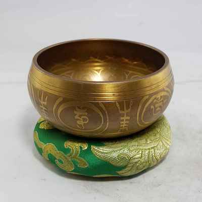 Om Mani Padme Hum Design Singing Bowls [casting], [brass], [etched Designs]