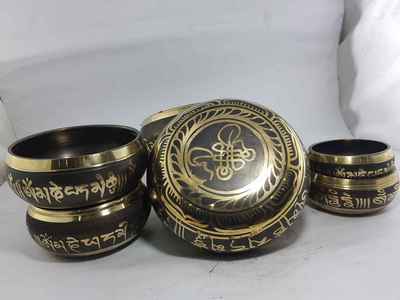 Singing Bowls [6pcs Set], [casting], [brass], [etched Designs]