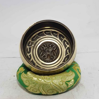 Double Dorje Design Singing Bowls casting, brass, black, etched Designs