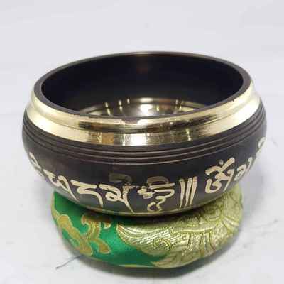 Double Dorje Embossed Singing Bowls [casting], [brass], [black], [etched Designs]