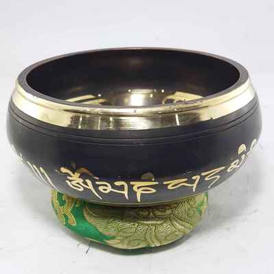 Buddha Mandala Embossed Singing Bowls [casting], [brass], [black], [etched Designs]