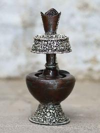 Copper Tibetan Bhumpa- Bhumba Silver Plated High Quality Carving