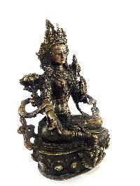 Exquisite And Rare Nepali Green Tara Statue [antique Finishing] - Perfect For Gifting And Home Décor At An Affordable Price