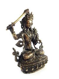 Exquisite And Rare Nepali Manjushri Statue [antique Finishing] - Perfect For Gifting And Home Décor At An Affordable Price