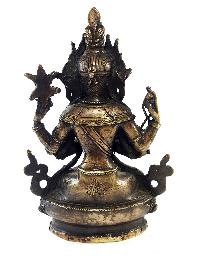 Exquisite And Rare Nepali Chenrezig Statue [antique Finishing] - Perfect For Gifting And Home Décor At An Affordable Price