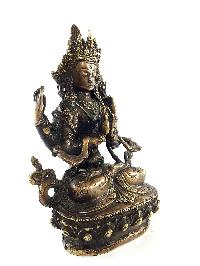 Exquisite And Rare Nepali Chenrezig Statue [antique Finishing] - Perfect For Gifting And Home Décor At An Affordable Price