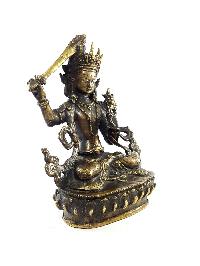 Exquisite And Rare Nepali Manjushri Statue [antique Finishing] - Perfect For Gifting And Home Décor At An Affordable Price