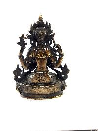 Exquisite And Rare Nepali Brass Chenrezig Statue [antique Finishing] - Perfect For Gifting And Home Décor At An Affordable Price