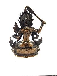 Exquisite And Rare Nepali Brass Manjushri Statue [antique Finishing] - Perfect For Gifting And Home Décor At An Affordable Price