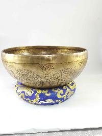 Solar Chakra High Quality Singing Bowl [jambati], With Chenrezig At The Centre And Ashtamangala