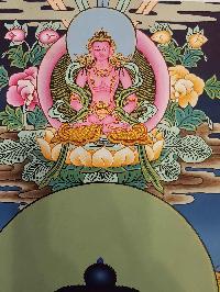 Medicine Buddha Real Hand Painted Thanka Painting [real Gold], [hq], [one Hair Brush], [lamas Painting]