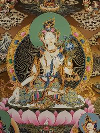 White Tara Real Hand Painted Thanka Painting [real Gold], [hq], [one Hair Brush], [lamas Painting]