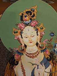 White Tara Real Hand Painted Thanka Painting [real Gold], [hq], [one Hair Brush], [lamas Painting]