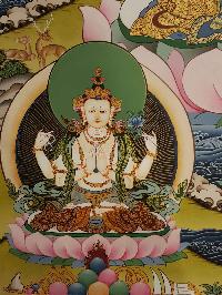 Manjushri Real Hand Painted Thanka Painting [real Gold], [hq], [one Hair Brush], [lamas Painting]