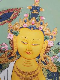 Manjushri Real Hand Painted Thanka Painting [real Gold], [hq], [one Hair Brush], [lamas Painting]