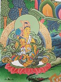 Green Tara Tibetan Hand Painted Thangka [real Gold]