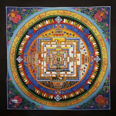 Kalachakra Hand Painted Tibetan Thangka [medium Small], [blue]