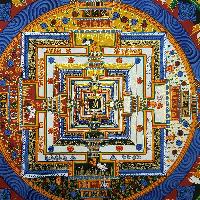 Kalachakra Hand Painted Tibetan Thangka [medium Small], [blue]