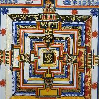 Kalachakra Hand Painted Tibetan Thangka [medium], [dark Blue]