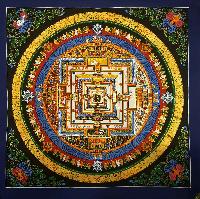 Kalachakra Hand Painted Tibetan Thangka [medium], [dark Blue]