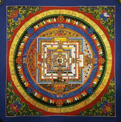 Kalachakra Hand Painted Tibetan Thangka [medium], [red]