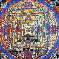 Kalachakra Mandala Hand Made Tibetan Thangka [medium Large], [blue]