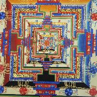 Kalachakra Mandala Hand Made Tibetan Thangka [medium Large], [blue]