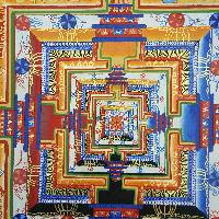 Kalachakra Mandala Hand Made Tibetan Thangka [medium Large], [yellow]