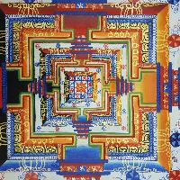 Kalachakra Mandala Hand Made Tibetan Thangka [red], [medium Large]