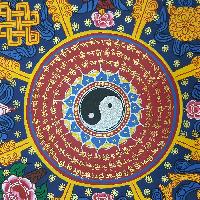 Om Mani Padme Hum Mantra Mandala Hand Made Tibetan Thangka [ashtamangala], [yellow]