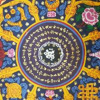 Om Mani Padme Hum Mantra Mandala Hand Made Tibetan Thangka [ashtamangala], [brown 1]