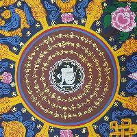 Om Mani Padme Hum Mantra Mandala Hand Made Tibetan Thangka [ashtamangala], [brown 2]