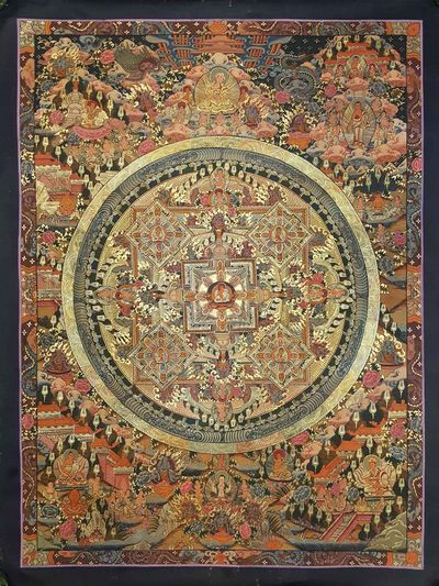 Mandala Hand Made Tibetan Thangka [smoke Antique]