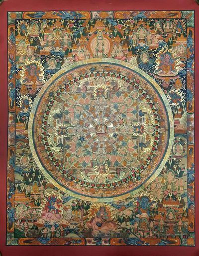 Mandala Hand Made Tibetan Thangka [smoke Antique]