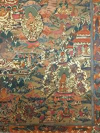 Buddha Life Story Hand Made Tibetan Thangka [smoke Antique]