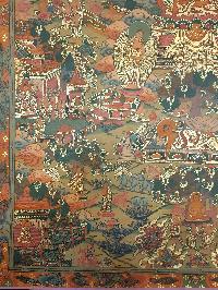 Buddha Life Story Hand Made Tibetan Thangka [smoke Antique]