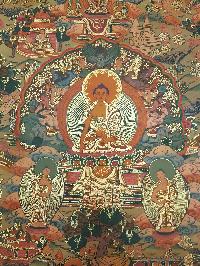 Buddha Life Story Hand Made Tibetan Thangka [smoke Antique]