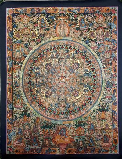 Mandala Hand Made Tibetan Thangka [smoke Antique]