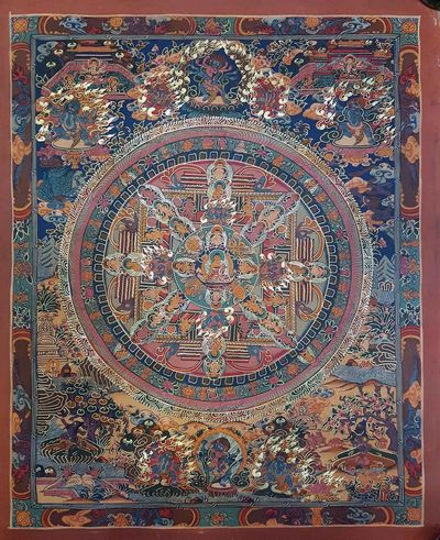 Mandala Hand Made Tibetan Thangka [smoke Antique]