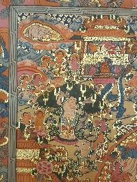 Buddha Life Story Hand Made Tibetan Thangka [smoke Antique]