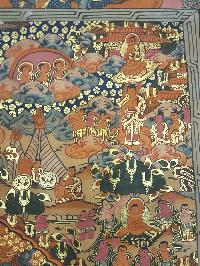 Buddha Life Story Hand Made Tibetan Thangka [smoke Antique]