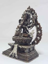 Avalokiteshvara, Chenrezig, Kharcheri Tibetan Statue [silver Plated], [oxidized]