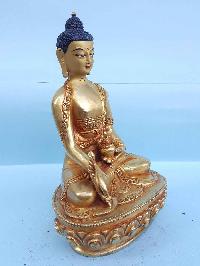 Medicine Buddha - Tibetan Handmade Statue [full Fire Gold Plated], [painted Face]