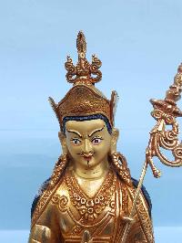 Padmasambhava- Tibetan Handmade Statue [full Fire Gold Plated], [painted Face]